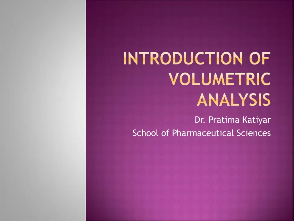 introduction of volumetric analysis n.w