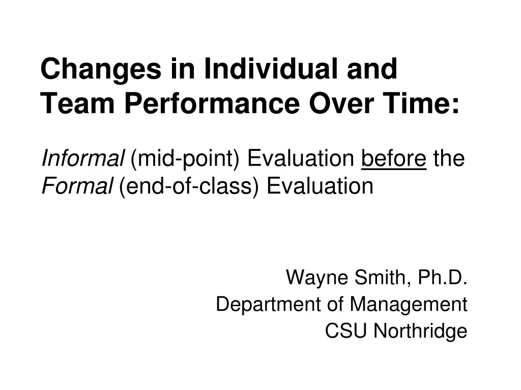 changes in individual and team performance over n.w