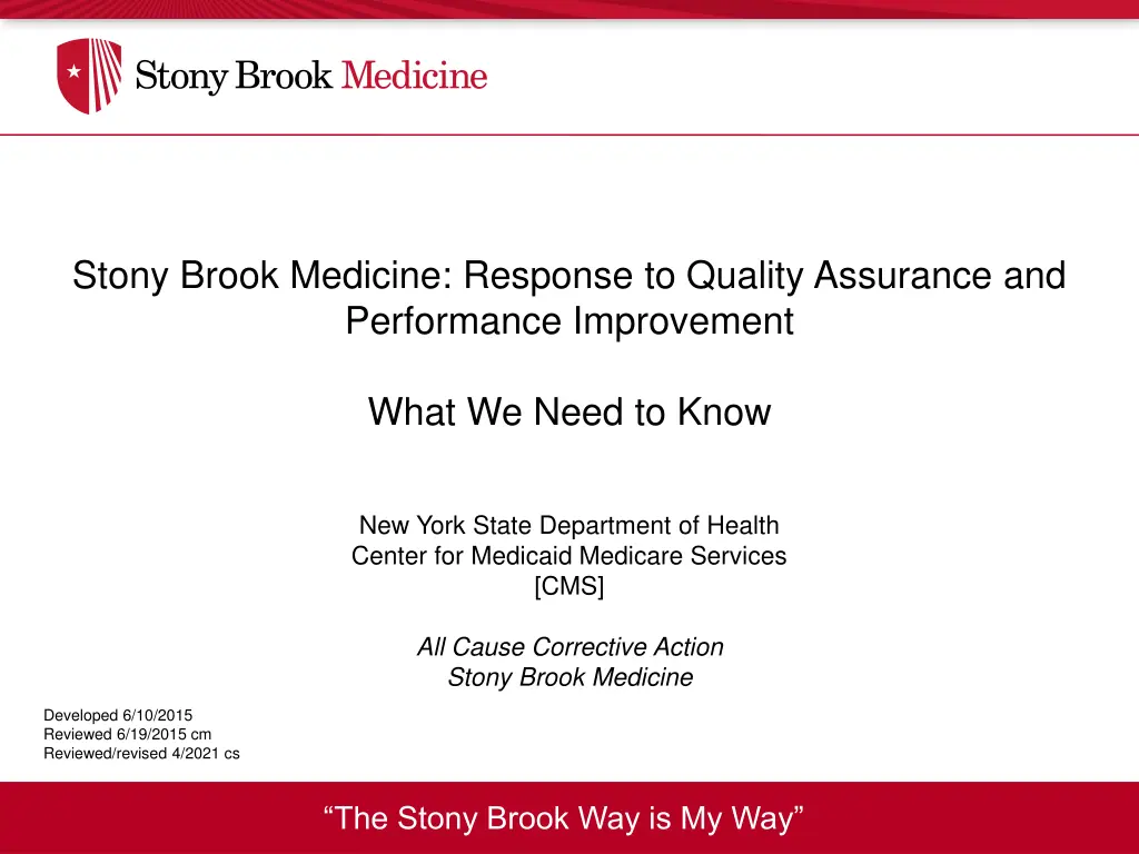stony brook medicine response to quality n.w