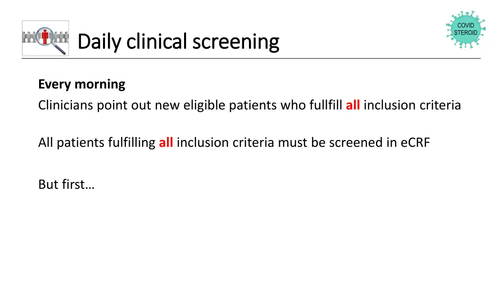 daily daily clinical clinical screening n.w