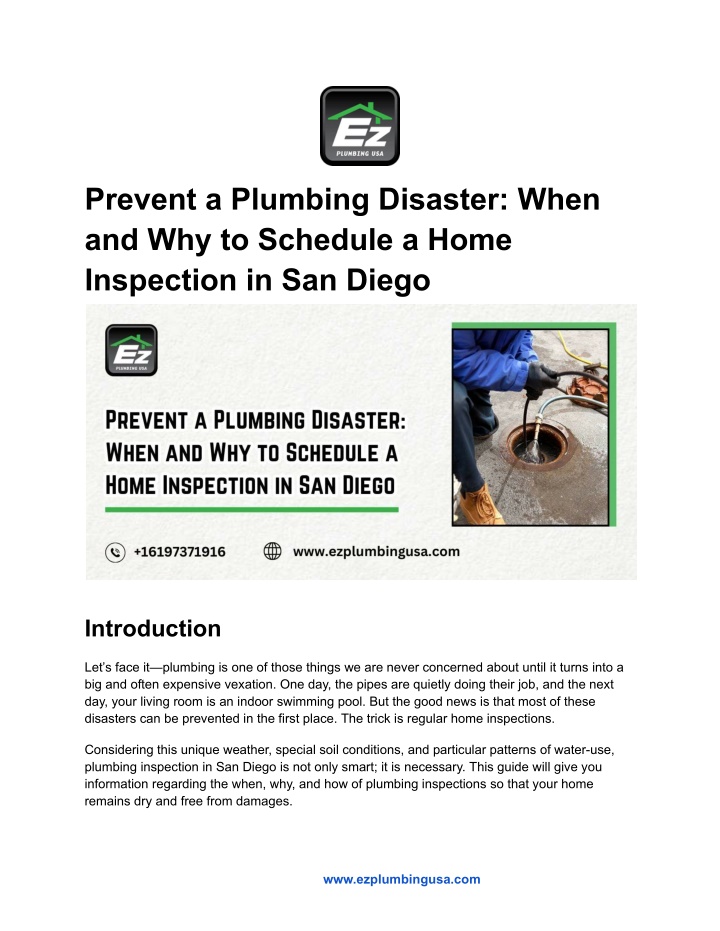 prevent a plumbing disaster when n.w