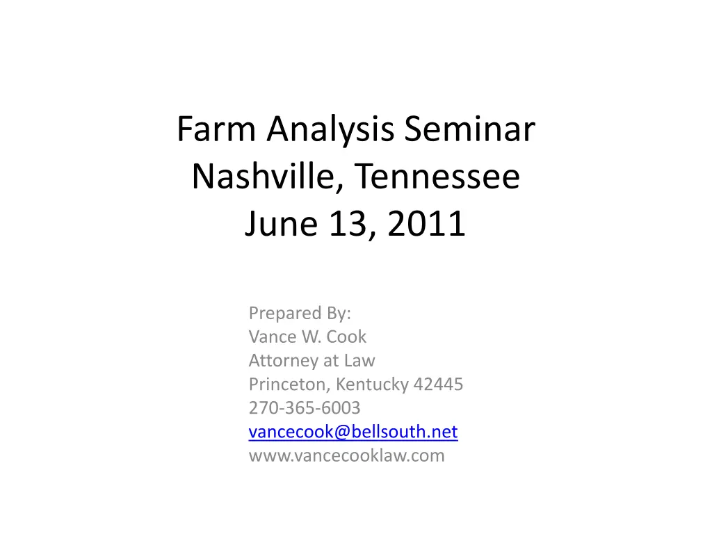 farm analysis seminar nashville tennessee june n.w