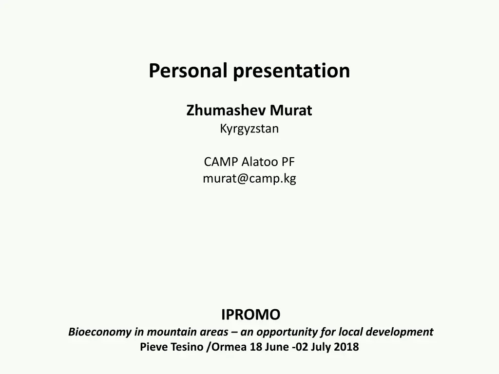 personal presentation n.w