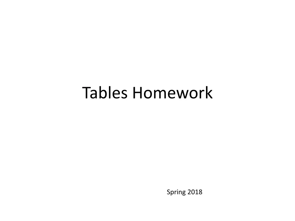 tables homework n.w
