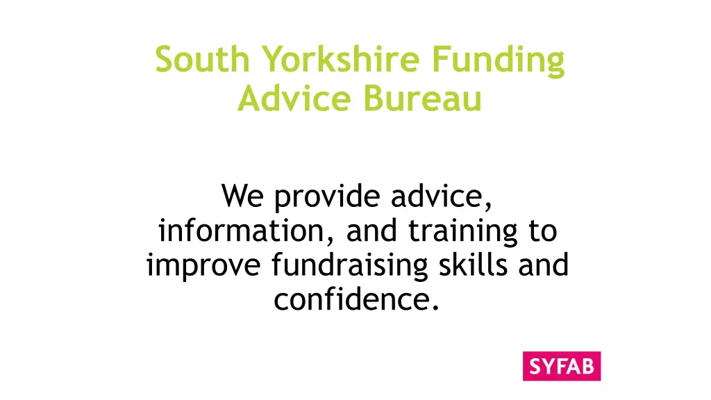 south yorkshire funding advice bureau n.w