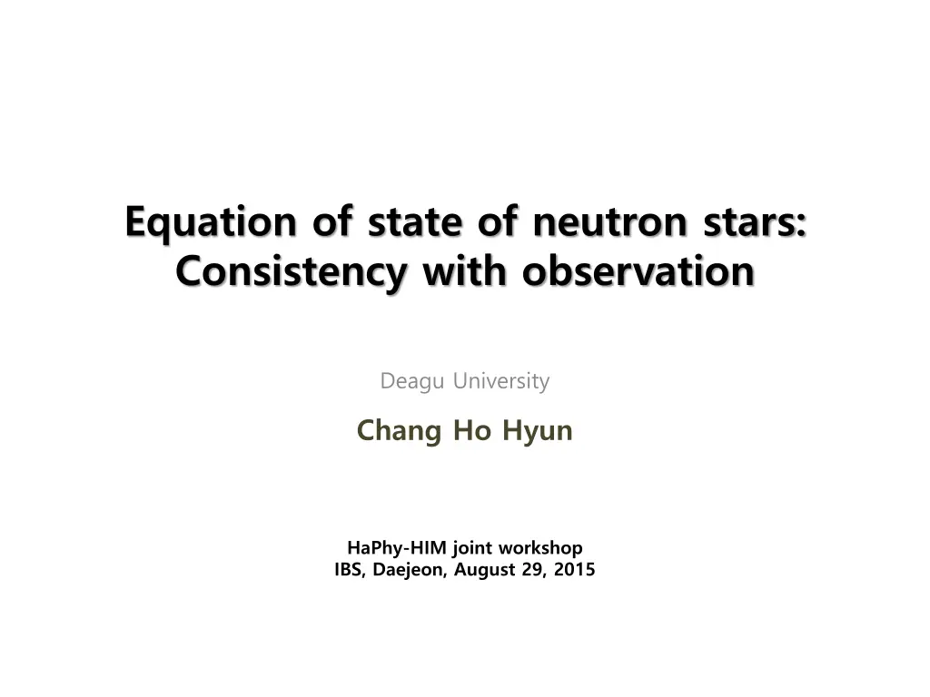 equation of state of neutron stars consistency n.w