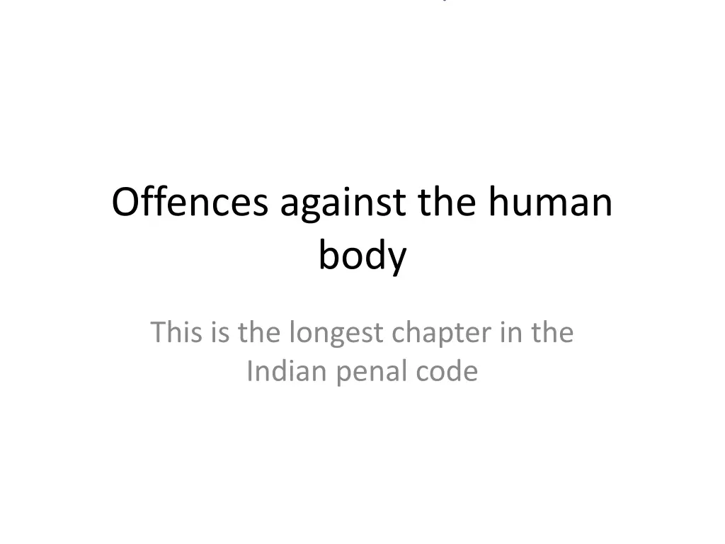 offences against the human body n.w