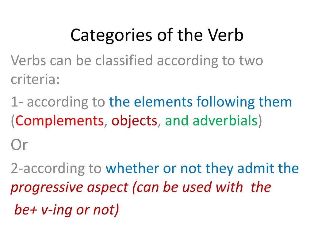 categories of the verb verbs can be classified n.w