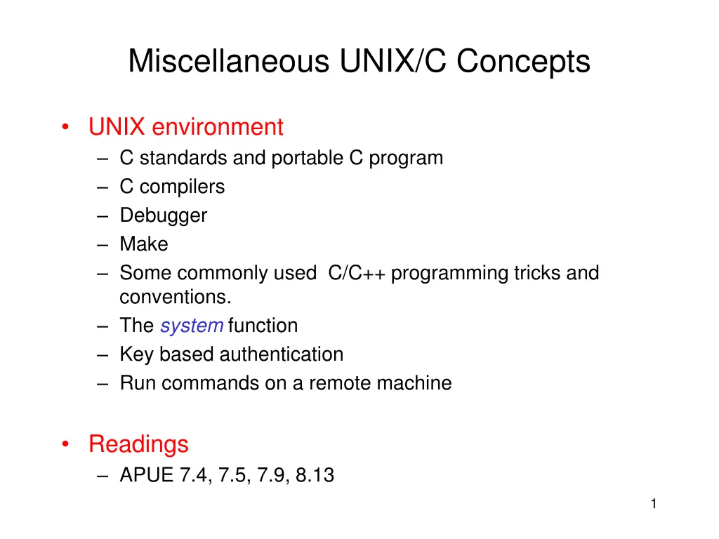 miscellaneous unix c concepts n.w