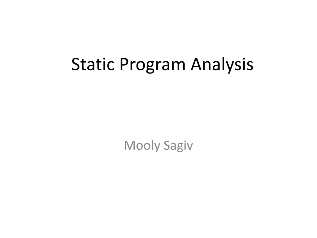 static program analysis n.w