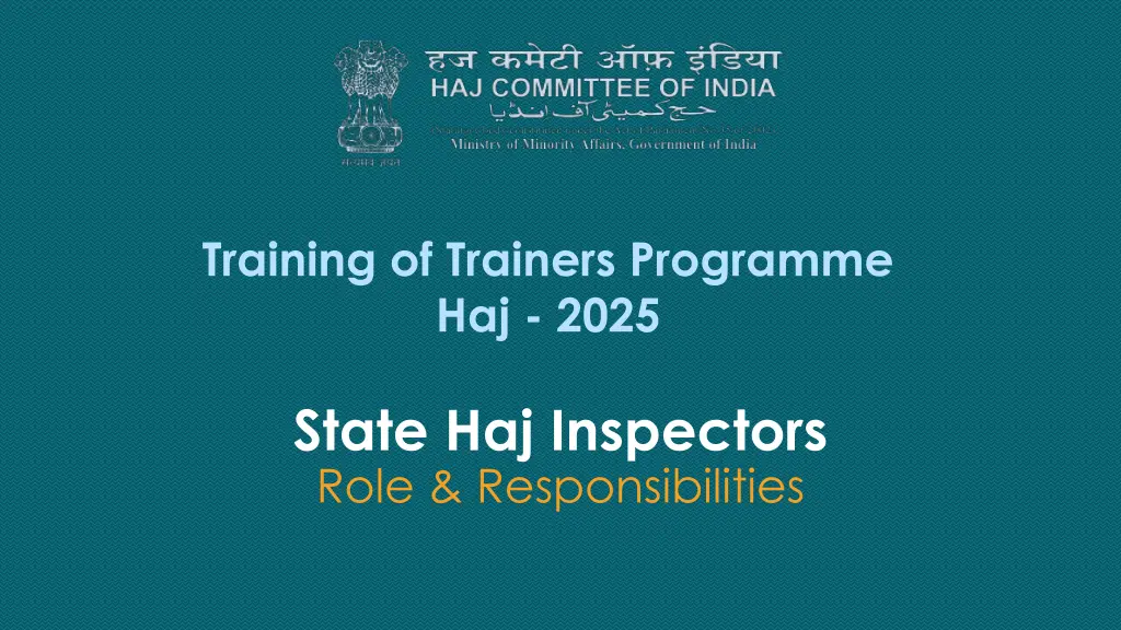 training of trainers programme haj 2025 n.w
