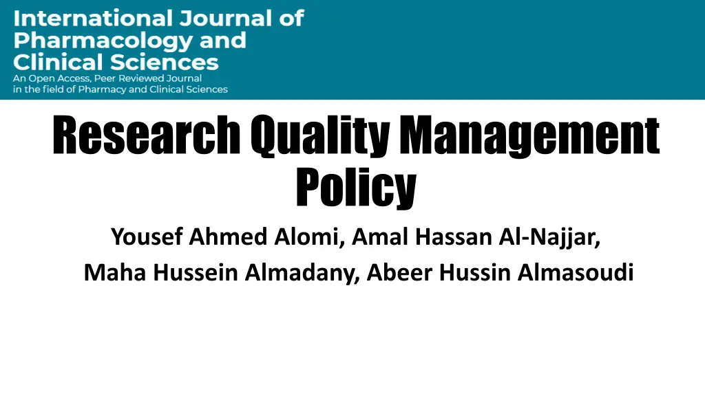 research quality management policy yousef ahmed n.w
