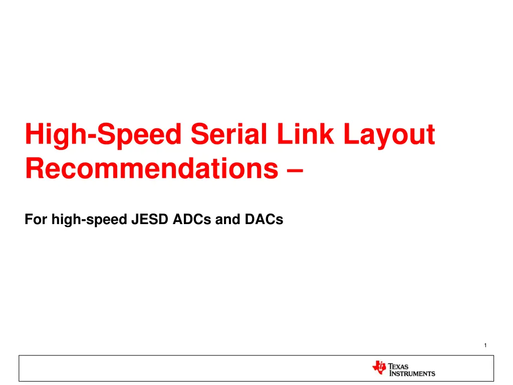 high speed serial link layout recommendations n.w