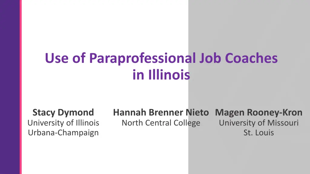 use of paraprofessional job coaches in illinois n.w