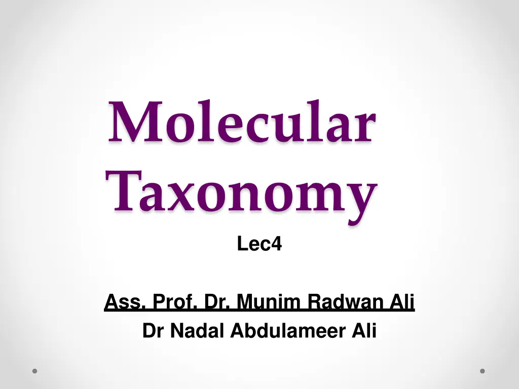molecular taxonomy lec4 n.w