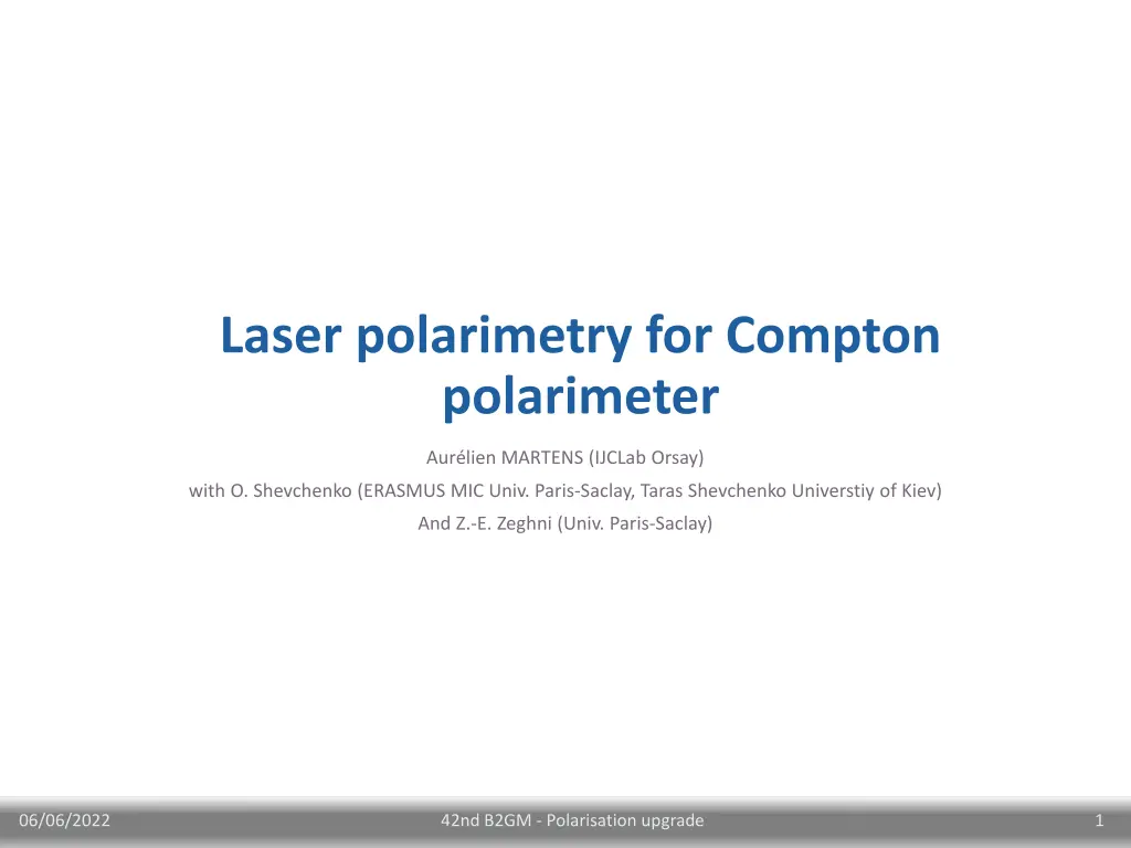 laser polarimetry for compton polarimeter n.w