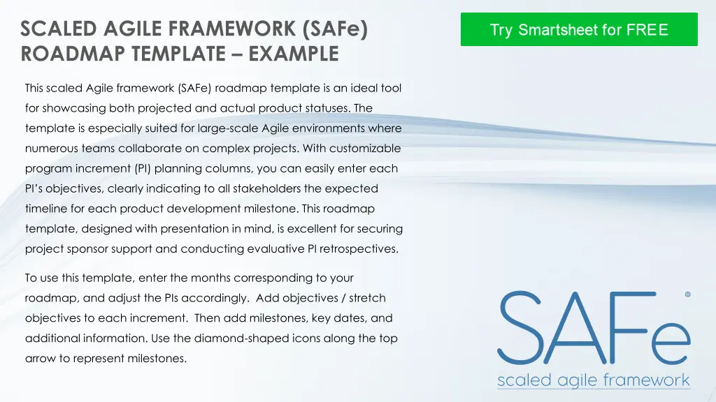 scaled agile framework safe roadmap template n.w