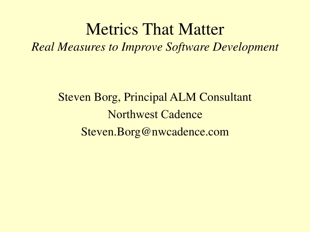 metrics that matter real measures to improve n.w