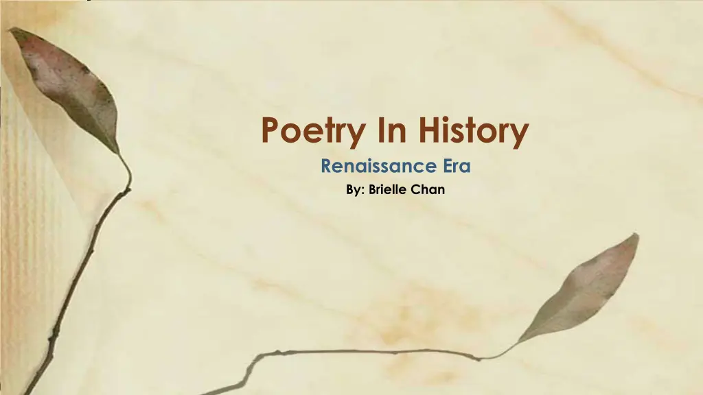poetry in history renaissance era by brielle chan n.w