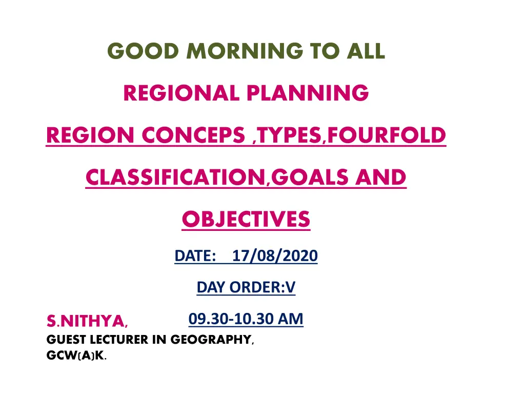 good morning to all n.w