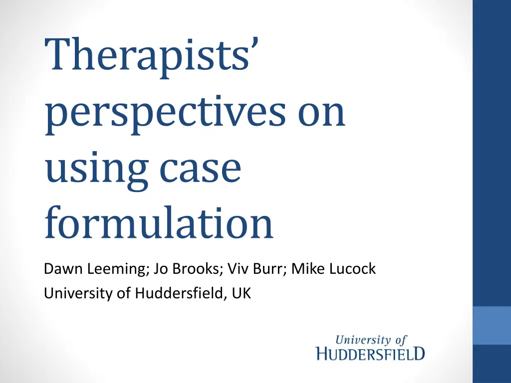 therapists perspectives on using case formulation n.w
