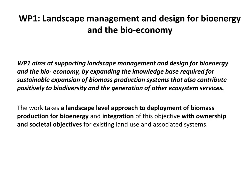 wp1 landscape management and design for bioenergy n.w