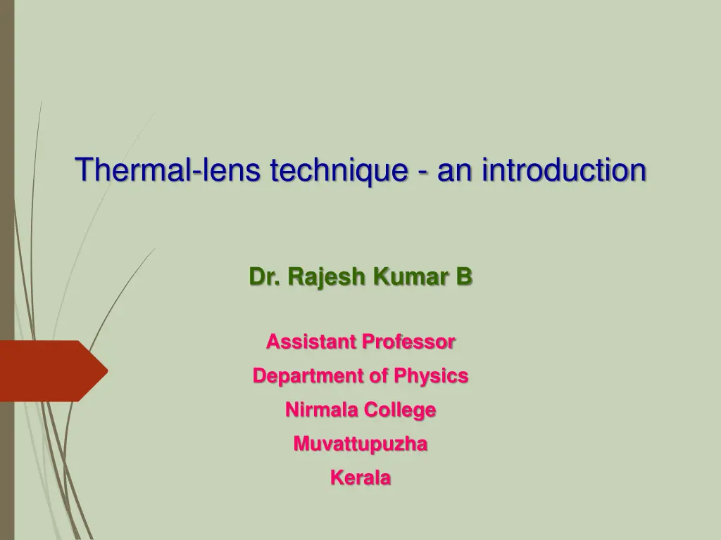 thermal lens technique an introduction n.w