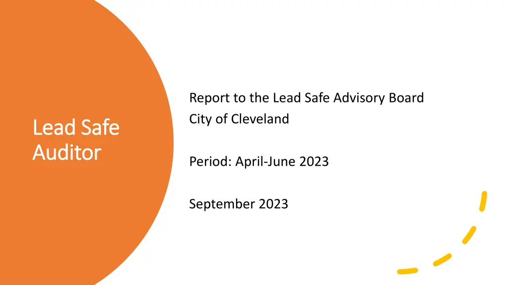 report to the lead safe advisory board city n.w
