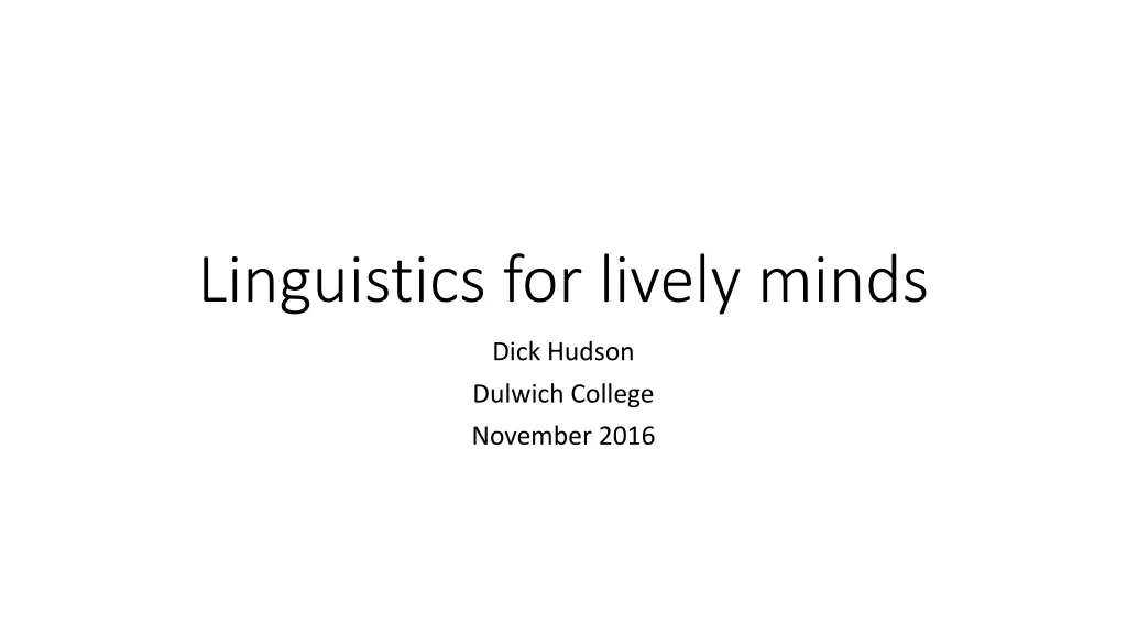 linguistics for lively minds n.w