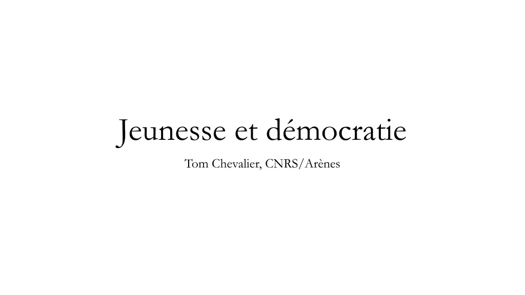 jeunesse et d mocratie n.w