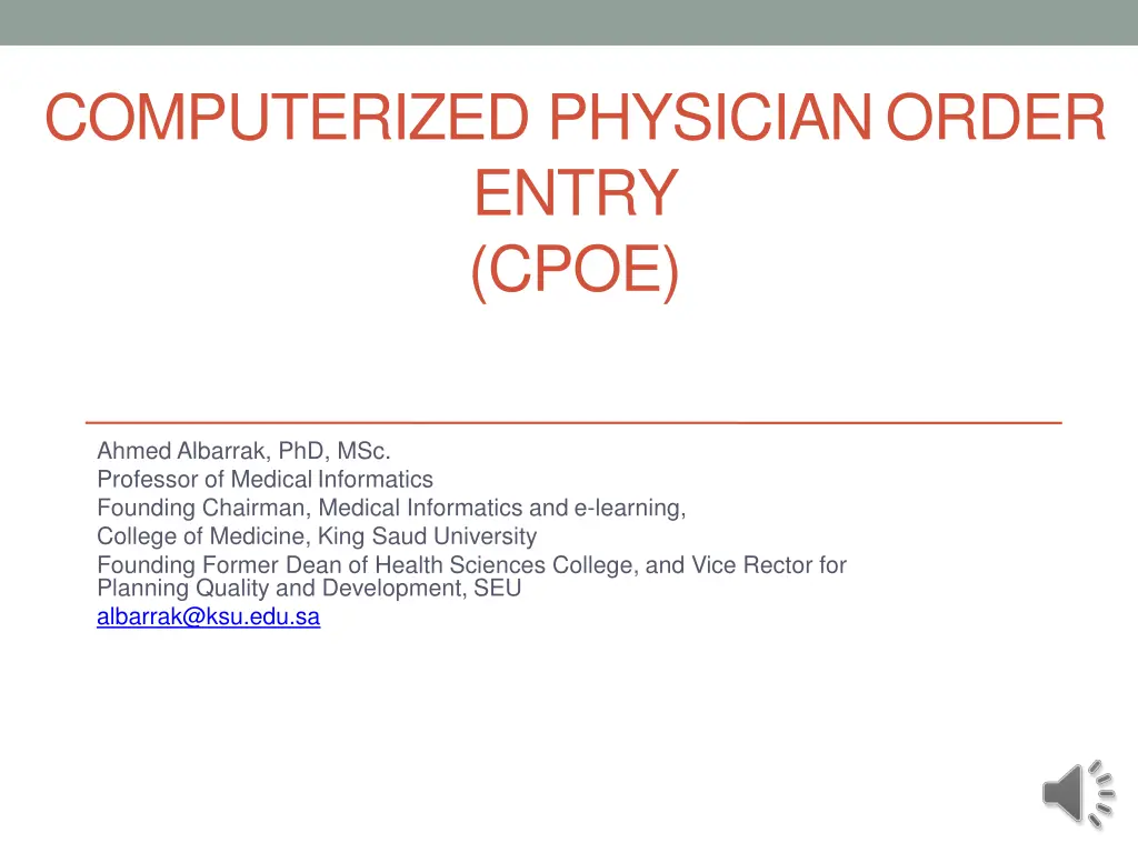 computerized physician order entry cpoe n.w