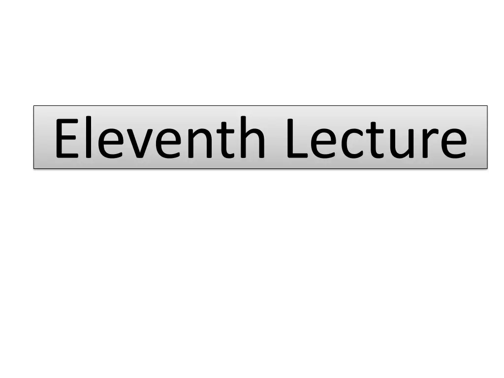 eleventh lecture n.w