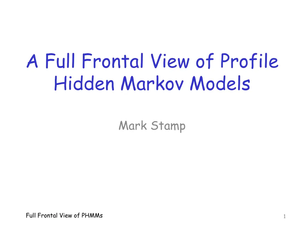 a full frontal view of profile hidden markov n.w