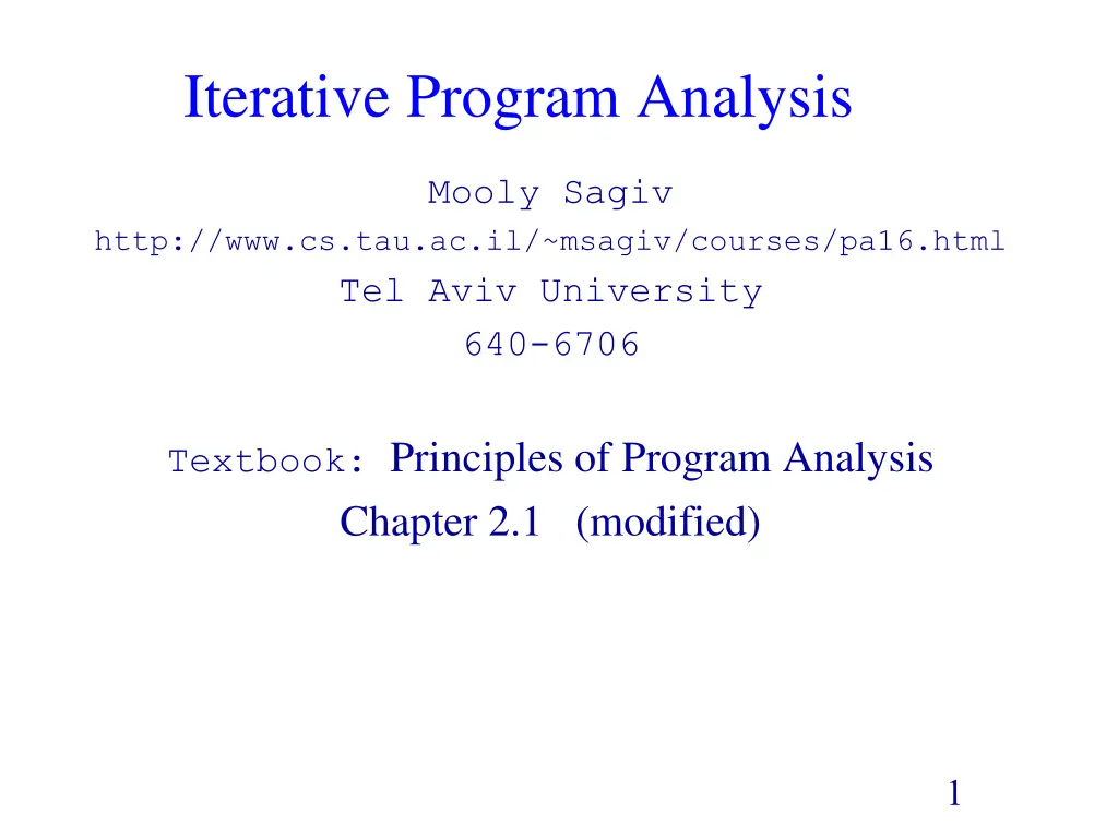 iterative program analysis n.w