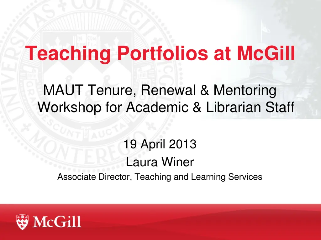 teaching portfolios at mcgill n.w