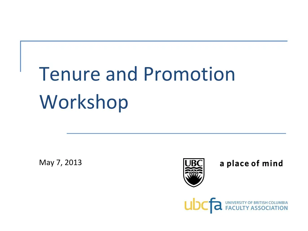 tenure and promotion workshop n.w