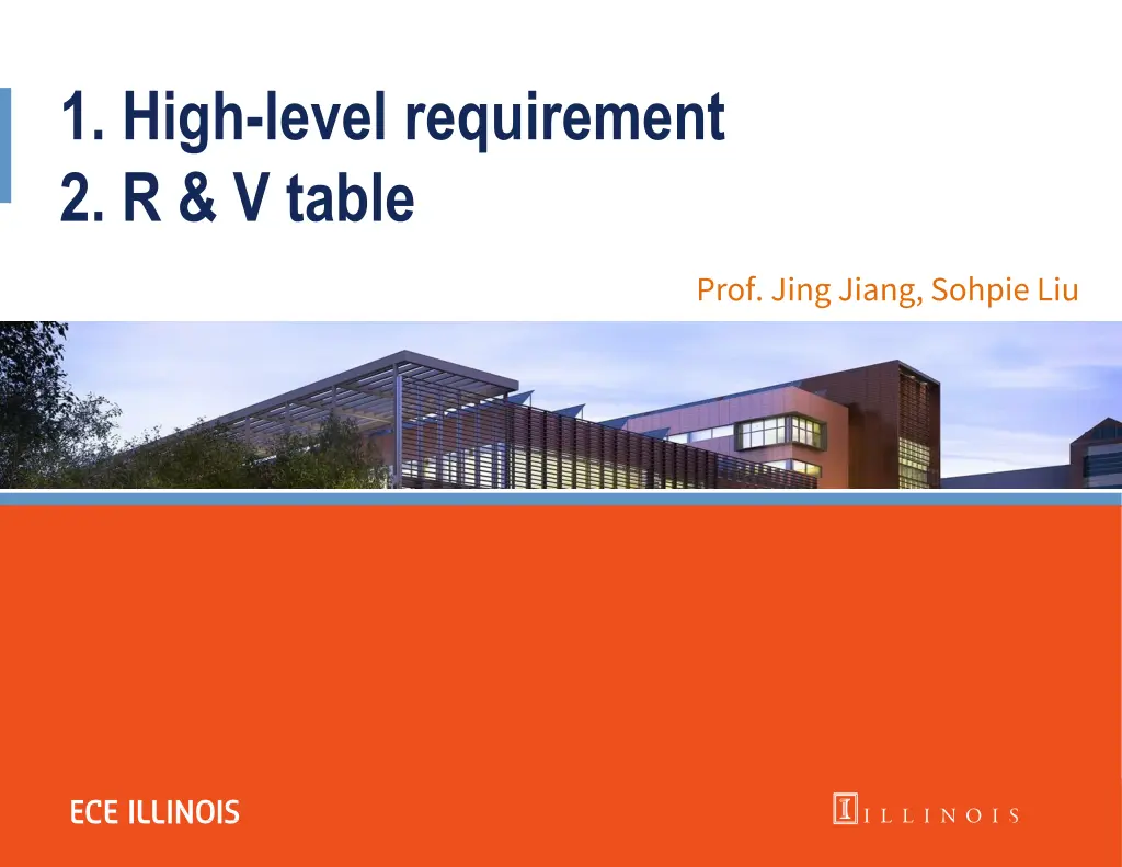 1 high level requirement 2 r v table n.w