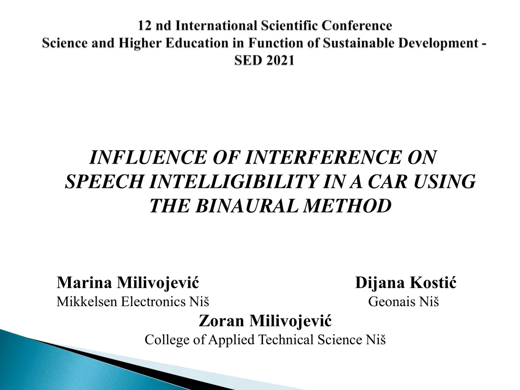influence of interference on speech n.w
