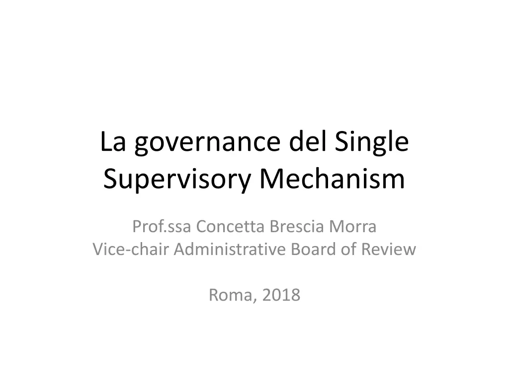 la governance del single supervisory mechanism n.w