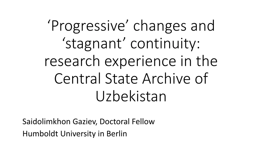 progressive changes and stagnant continuity n.w