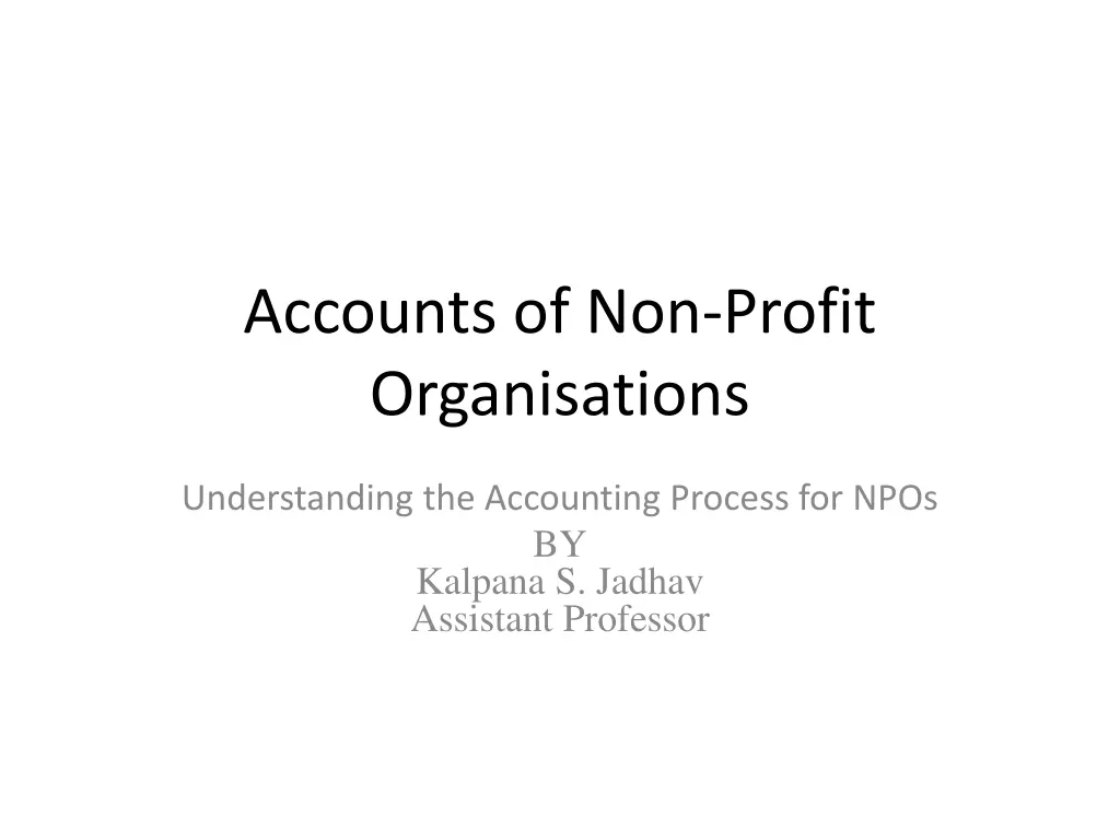 accounts of non profit organisations n.w
