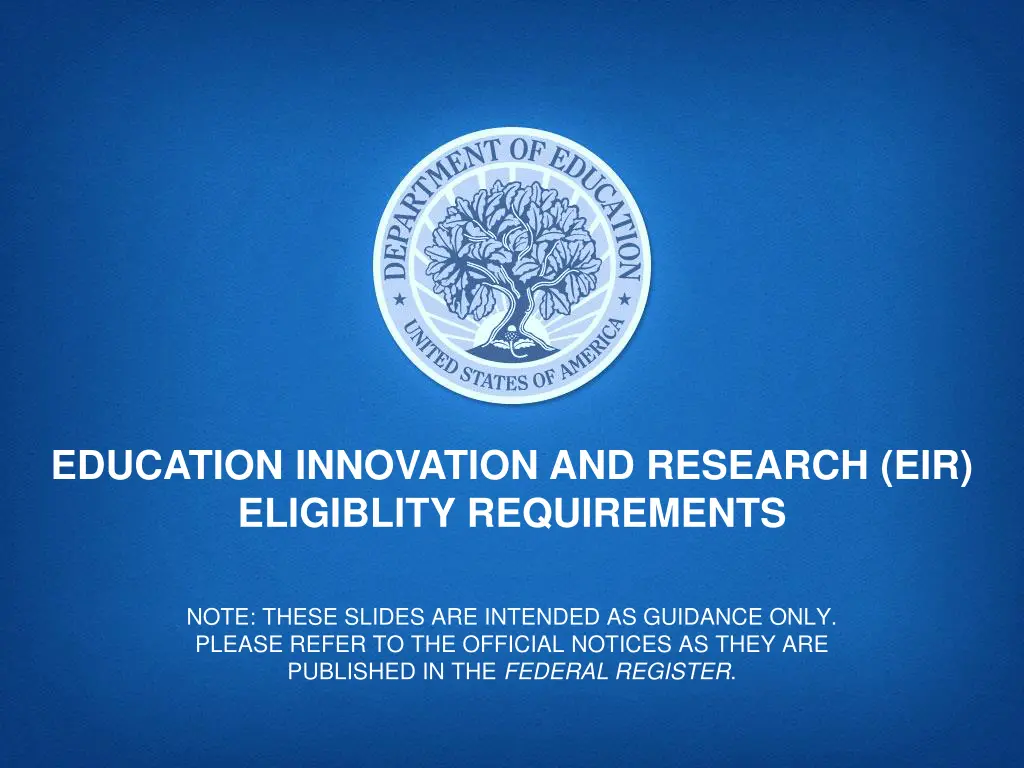 education innovation and research eir eligiblity n.w