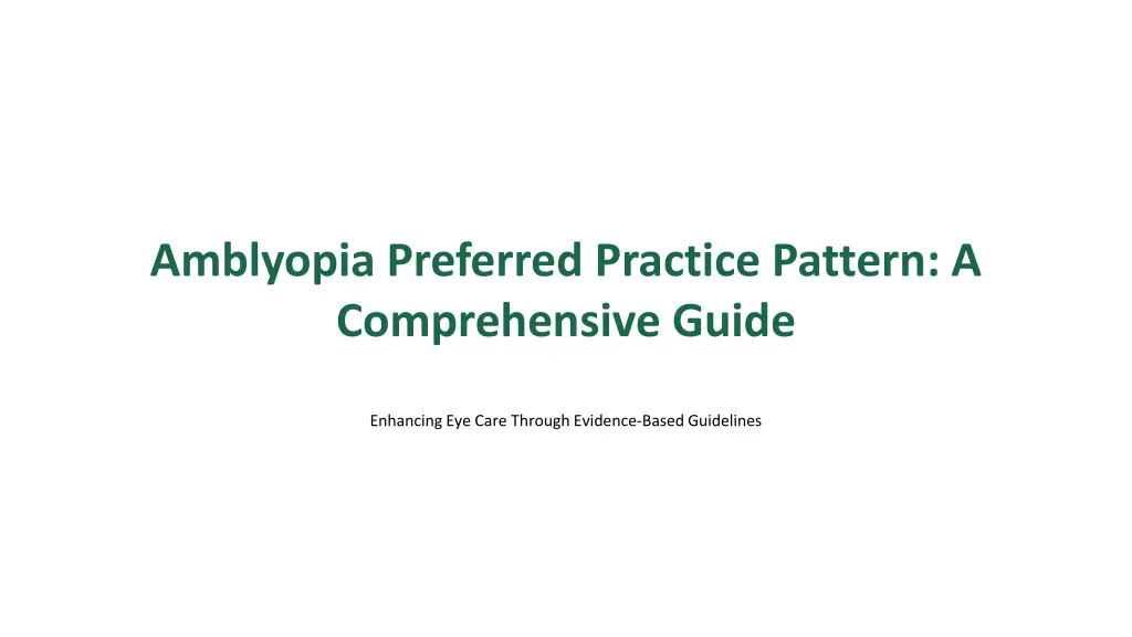 amblyopia preferred practice pattern n.w