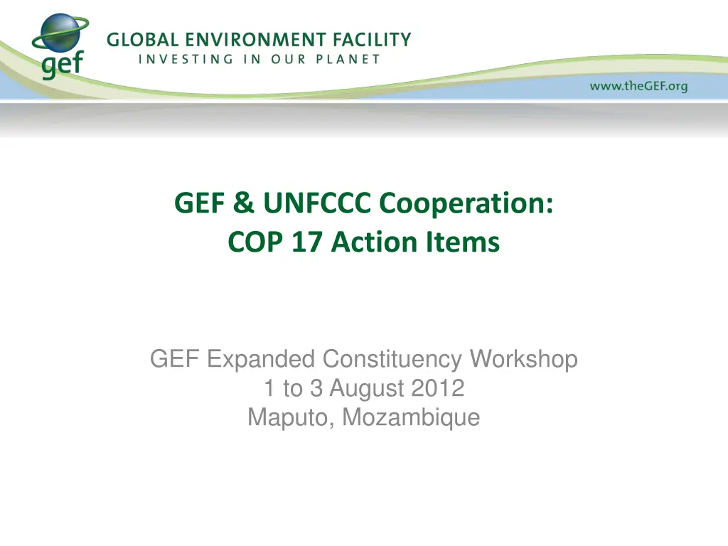 gef unfccc cooperation cop 17 action items n.w