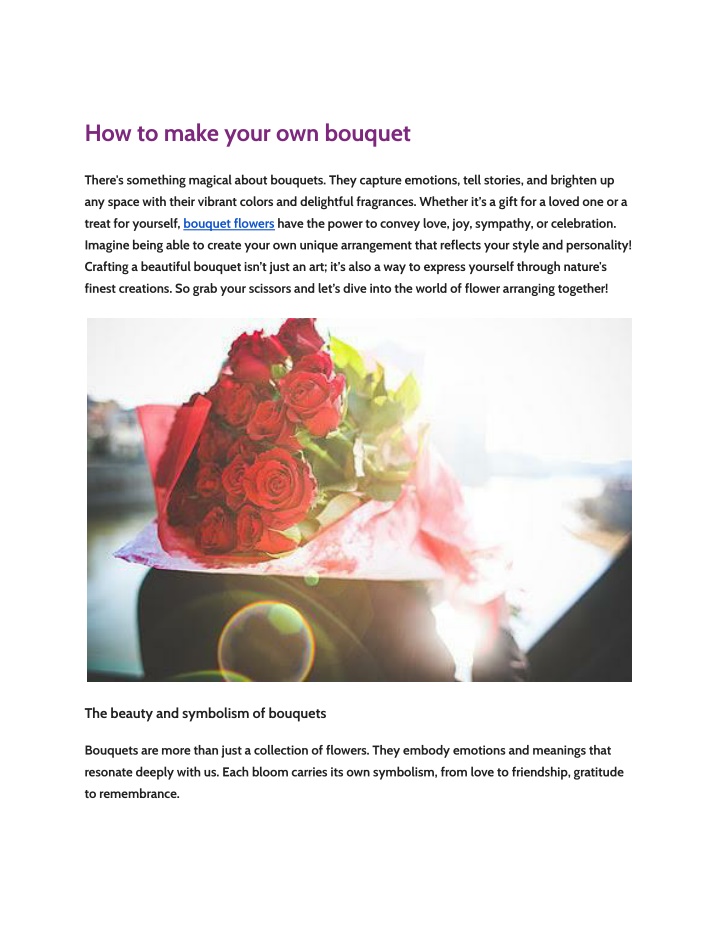 how to make your own bouquet n.w