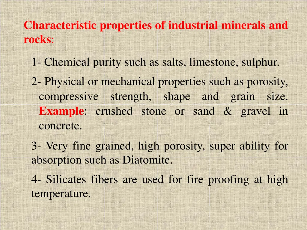 characteristic properties of industrial minerals n.w