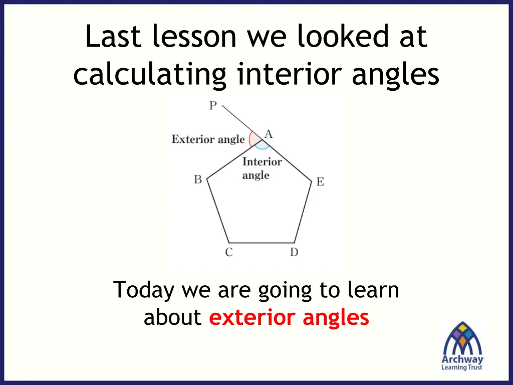 last lesson we looked at calculating interior n.w