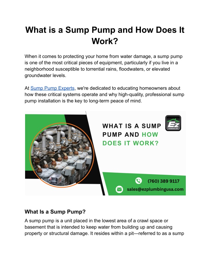 what is a sump pump and how does it work n.w