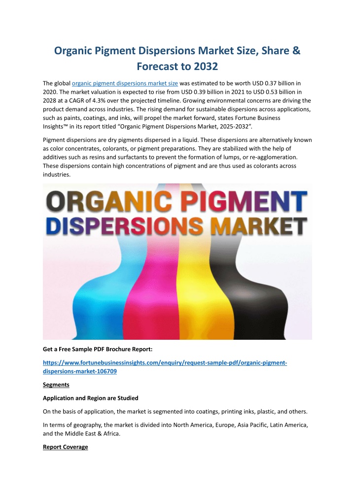 organic pigment dispersions market size share n.w