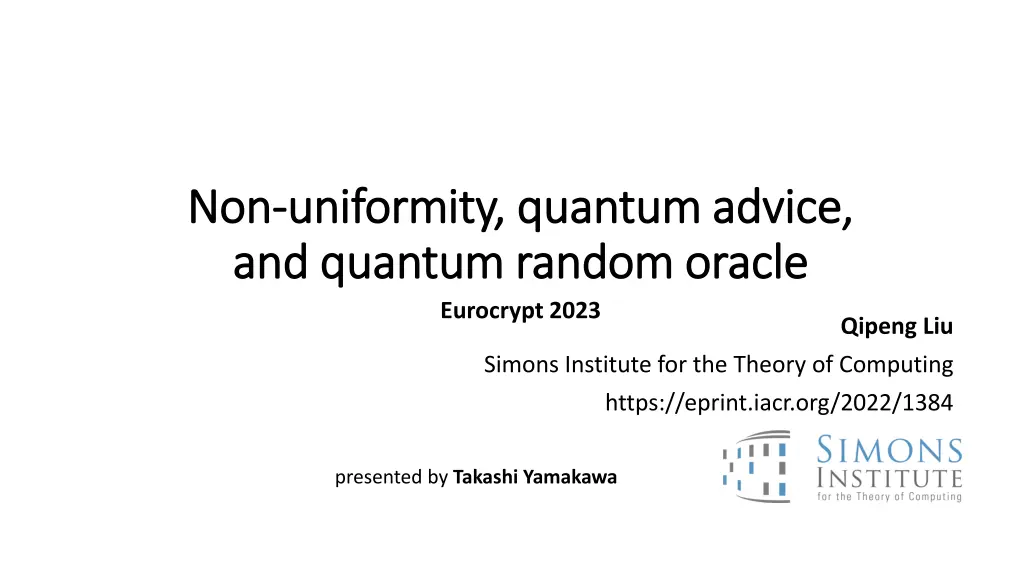 non non uniformity quantum advice uniformity n.w